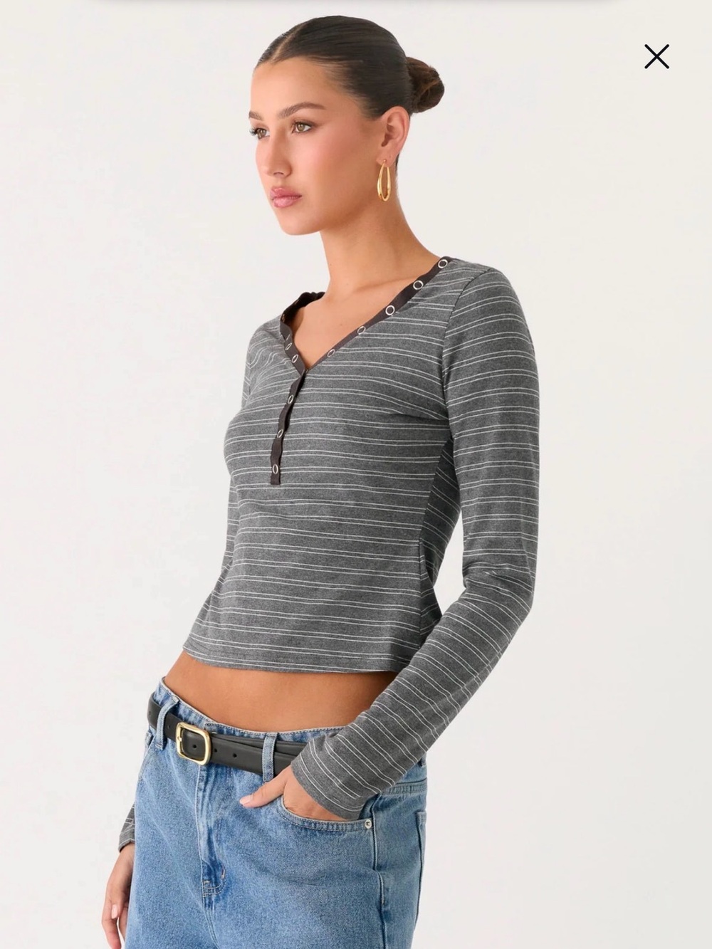 peppermayo gray striped long sleeve top